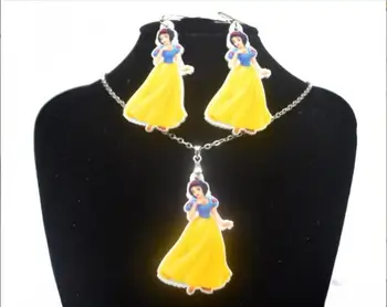 1set Yeni Moda Takı Çocuk Çocuk Damla küpe ücretsiz Kargo Kaliteli Karikatür Kız için gümüş Zincir Kolye kolye set